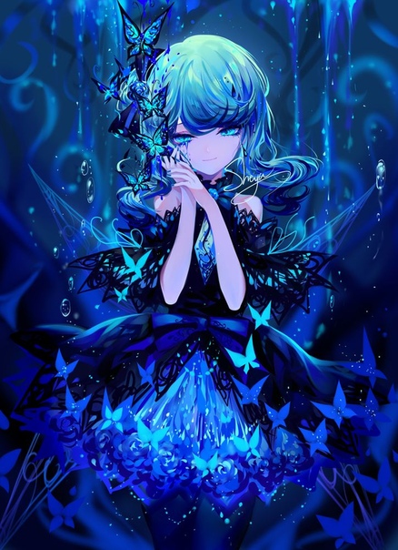 Anime dark blue hair